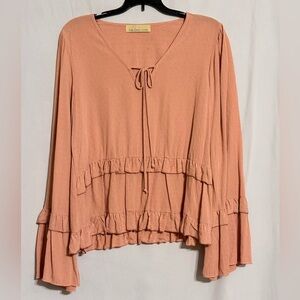 NWT how.very.loved Peach Ruffle Top Size Small